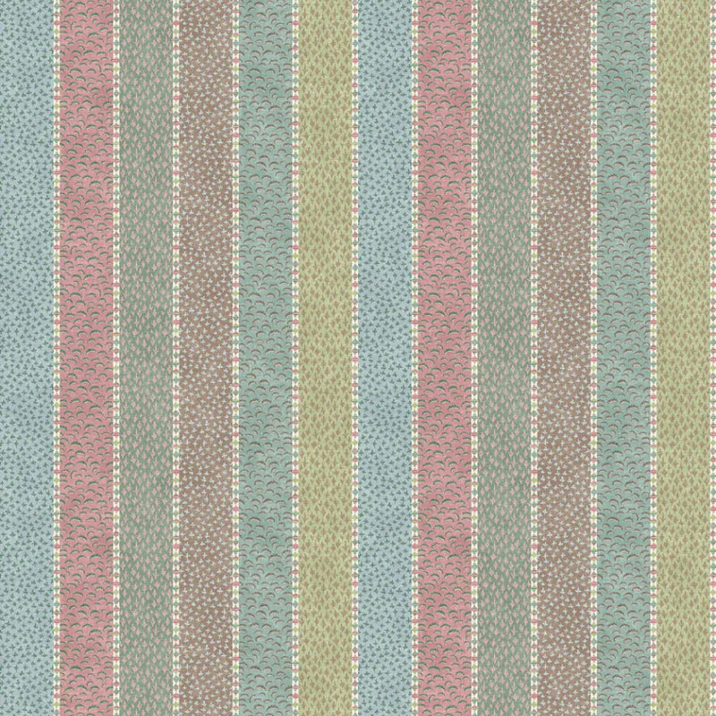 Asha Stripe Pistachio Rose The Srinagar Map Fabric by Lewis & Wood