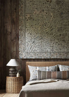 Asha Stripe Cedar Smoke The Srinagar Map Fabric by Lewis & Wood