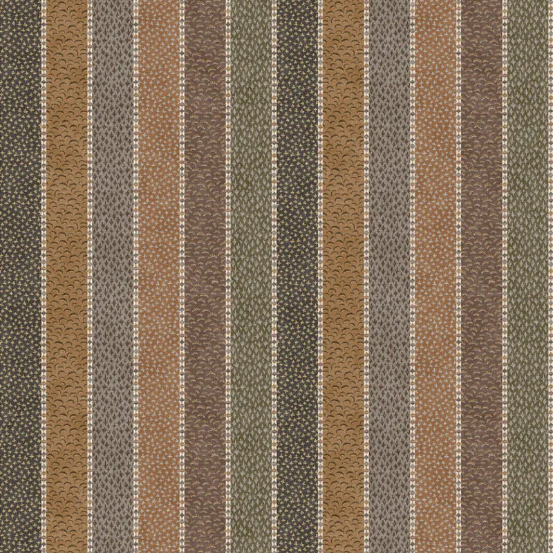 Asha Stripe Cedar Smoke The Srinagar Map Fabric by Lewis & Wood