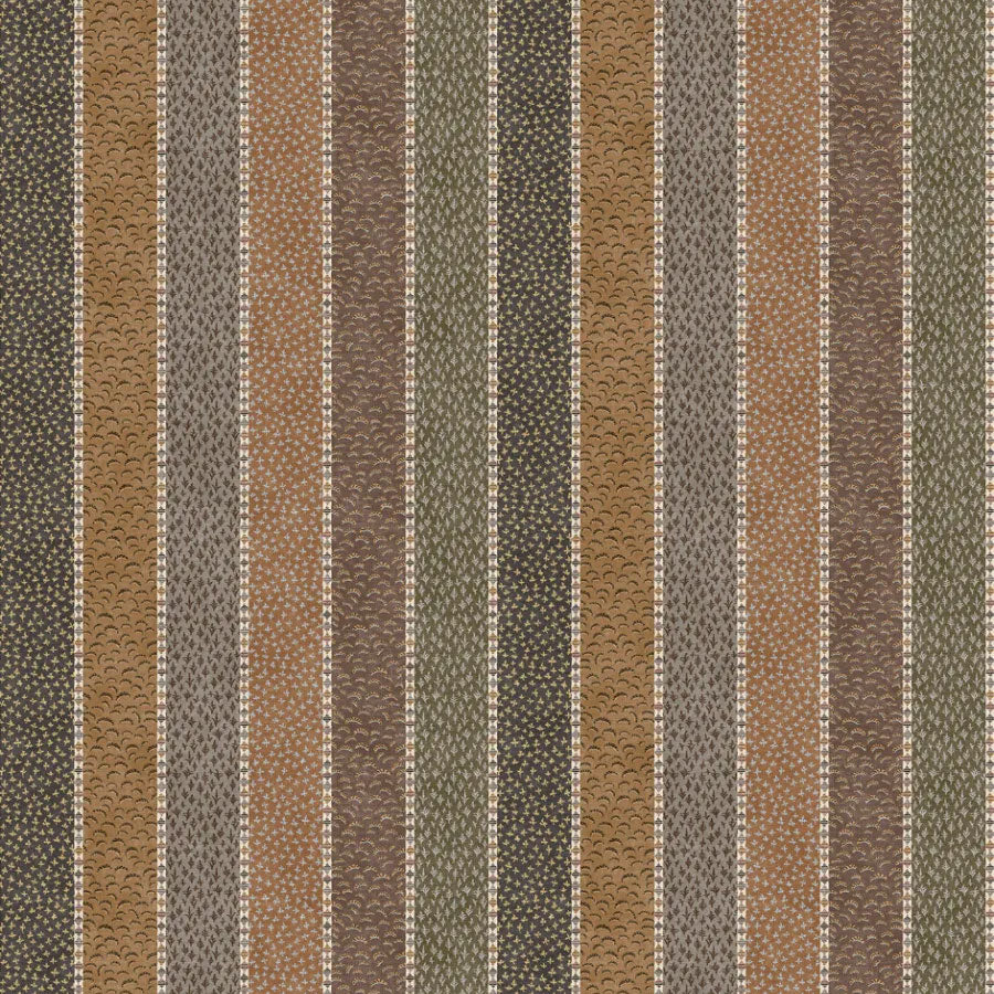 Asha Stripe Cedar Smoke The Srinagar Map Fabric by Lewis & Wood