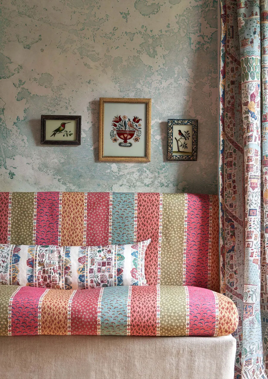 Asha Stripe Jaipur Spice The Srinagar Map Fabric by Lewis & Wood