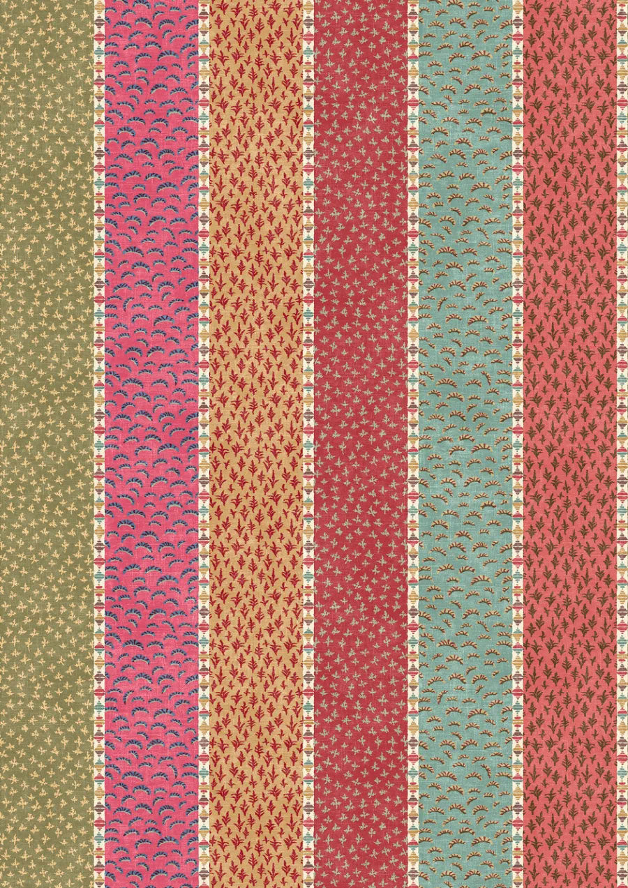 Asha Stripe Jaipur Spice The Srinagar Map Fabric by Lewis & Wood