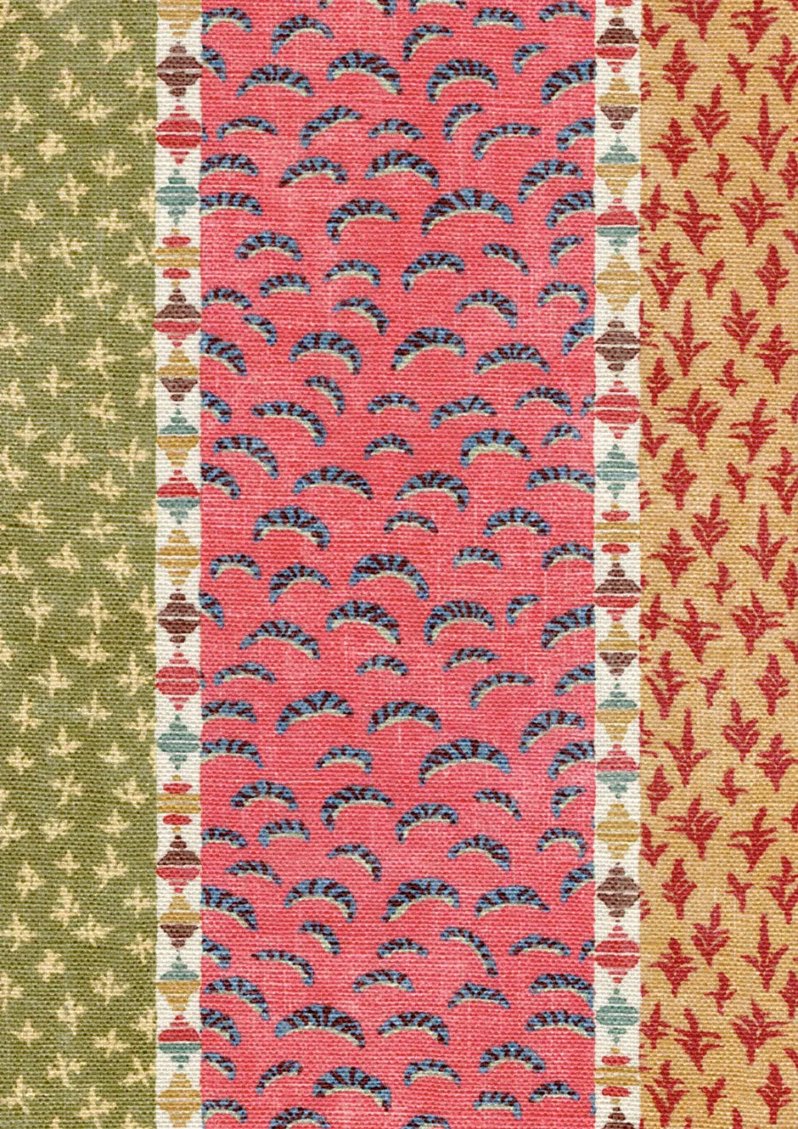 Asha Stripe Jaipur Spice The Srinagar Map Fabric by Lewis & Wood