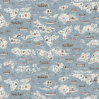 Regatta Blue Almond The Srinagar Map Fabric by Lewis & Wood