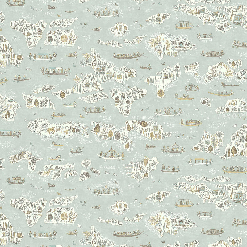 Regatta Aqua Vita The Srinagar Map Fabric by Lewis & Wood