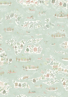 Regatta Pistachio Rose The Srinagar Map Fabric by Lewis & Wood