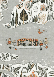 Regatta Satsuma Soot The Srinagar Map Fabric by Lewis & Wood