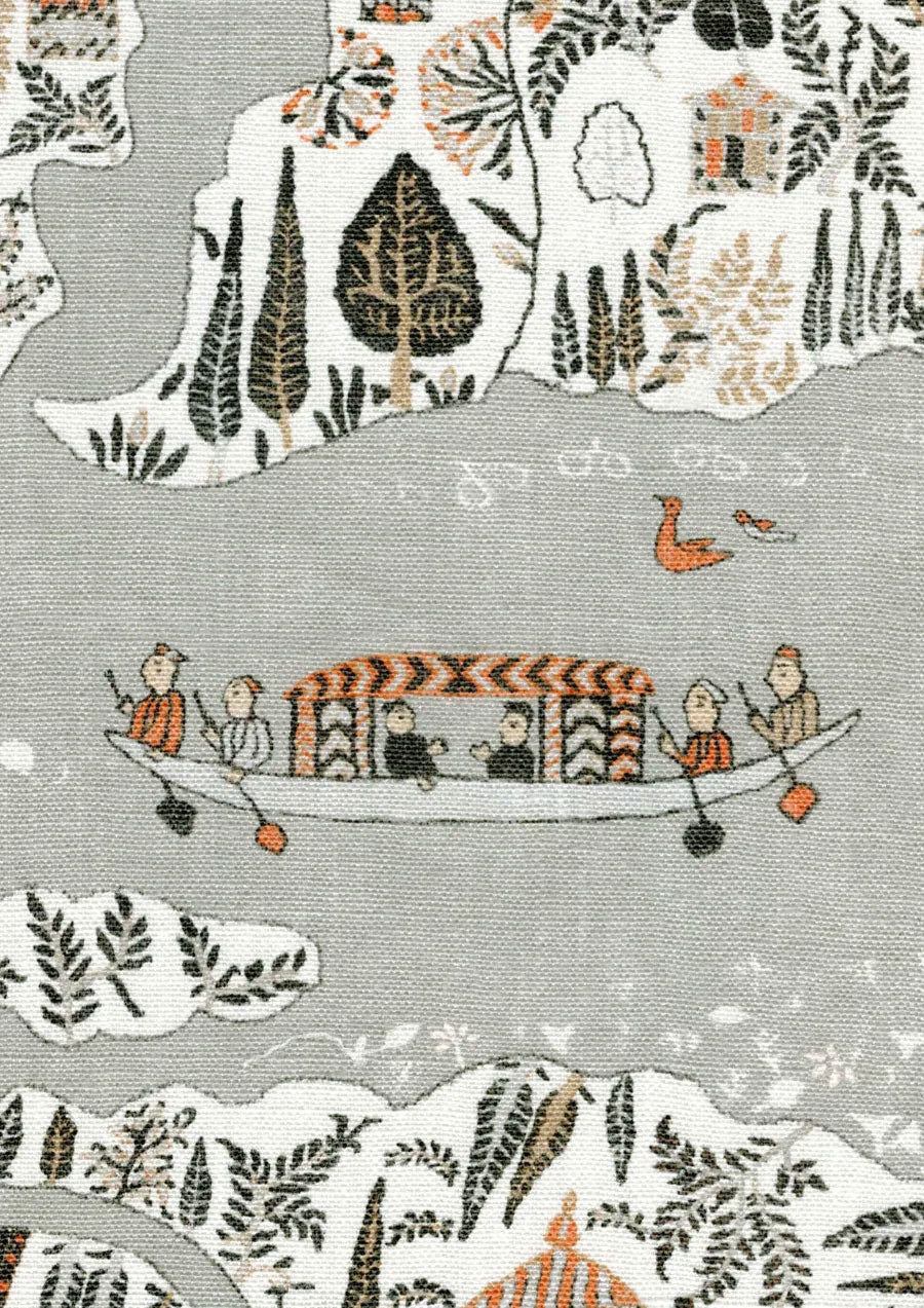 Regatta Satsuma Soot The Srinagar Map Fabric by Lewis & Wood