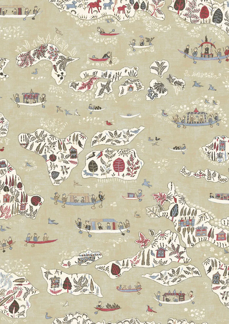 Regatta Twilight The Srinagar Map Fabric by Lewis & Wood