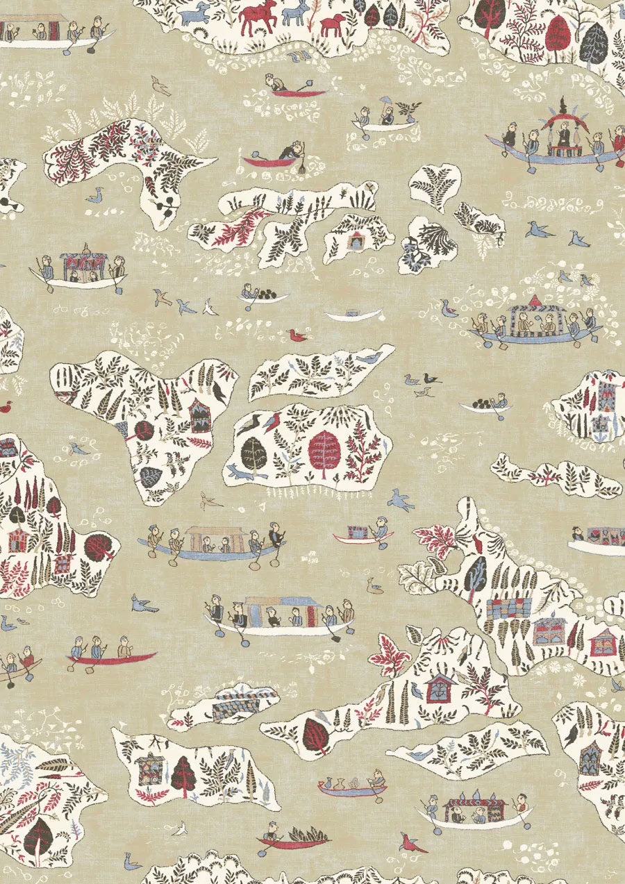 Regatta Twilight The Srinagar Map Fabric by Lewis & Wood