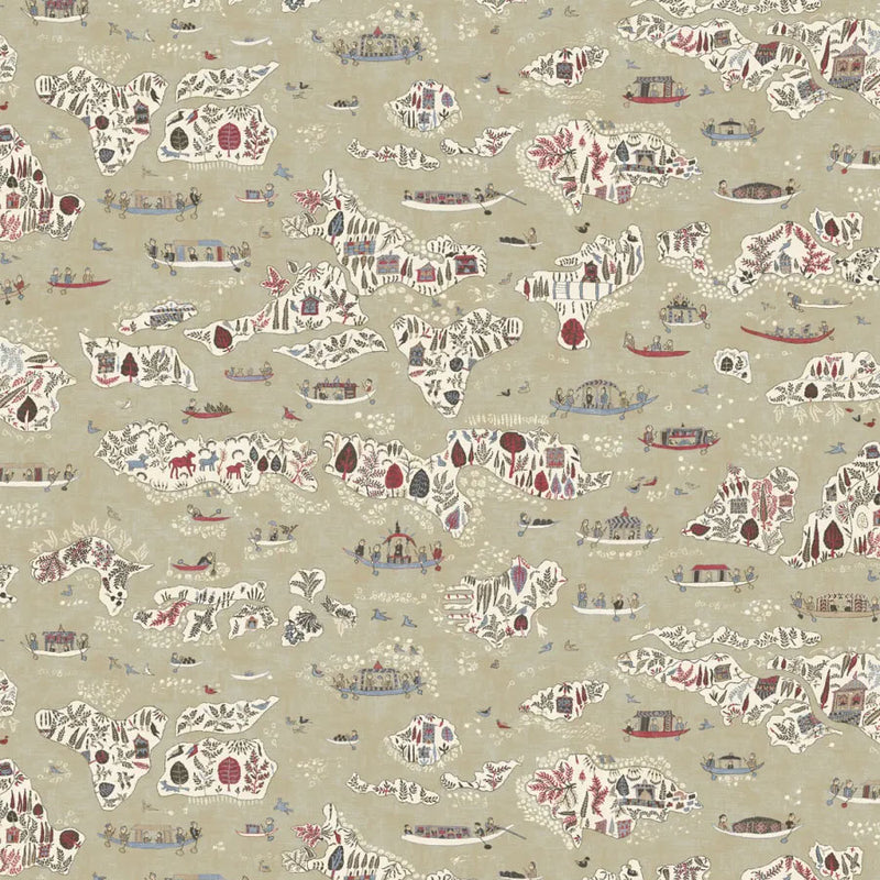 Regatta Twilight The Srinagar Map Fabric by Lewis & Wood