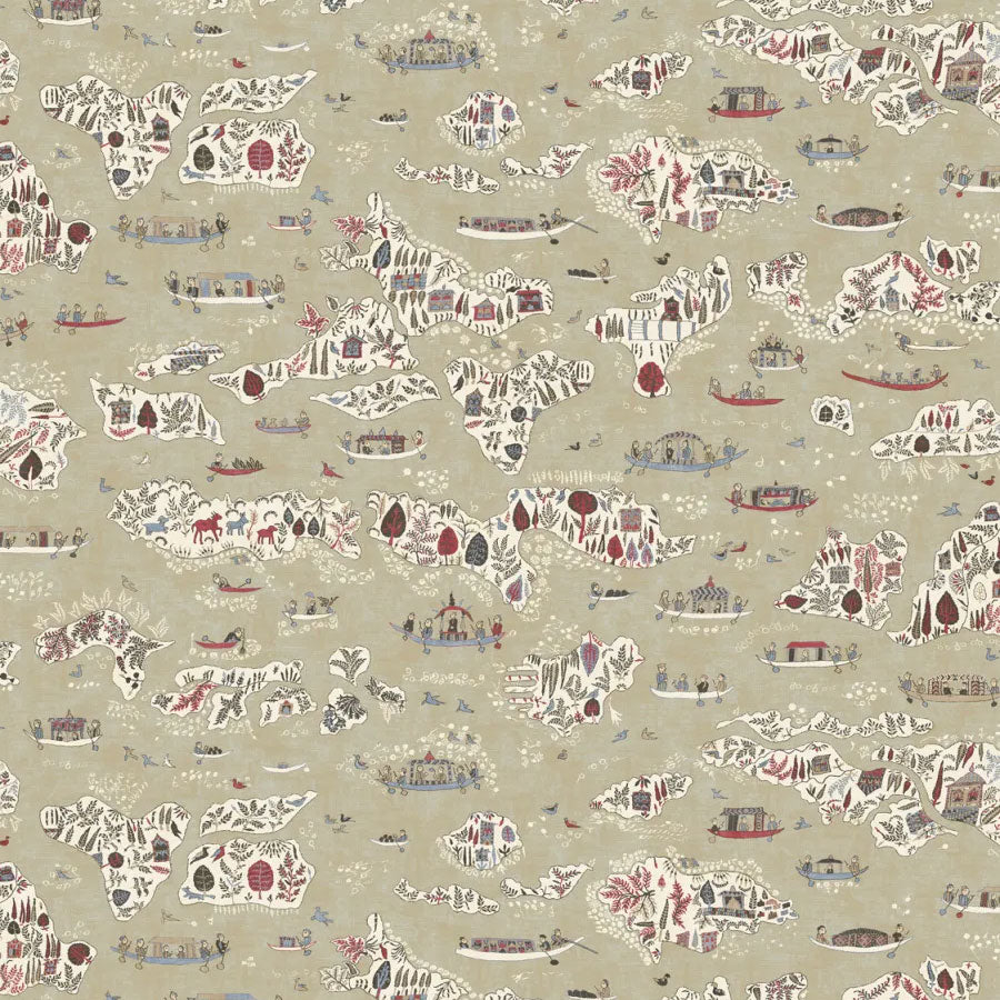 Regatta Twilight The Srinagar Map Fabric by Lewis & Wood