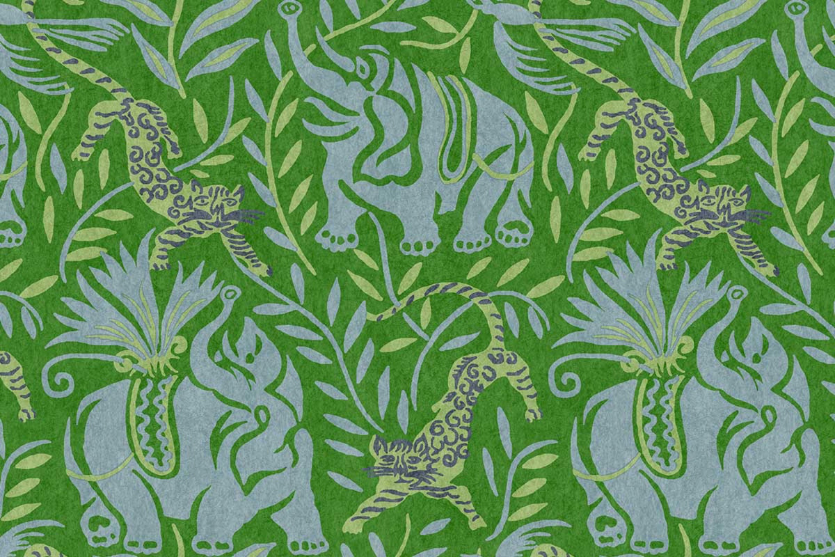 La Jungle Vinyl Matcha Wallpaper by Christopher Farr Cloth
