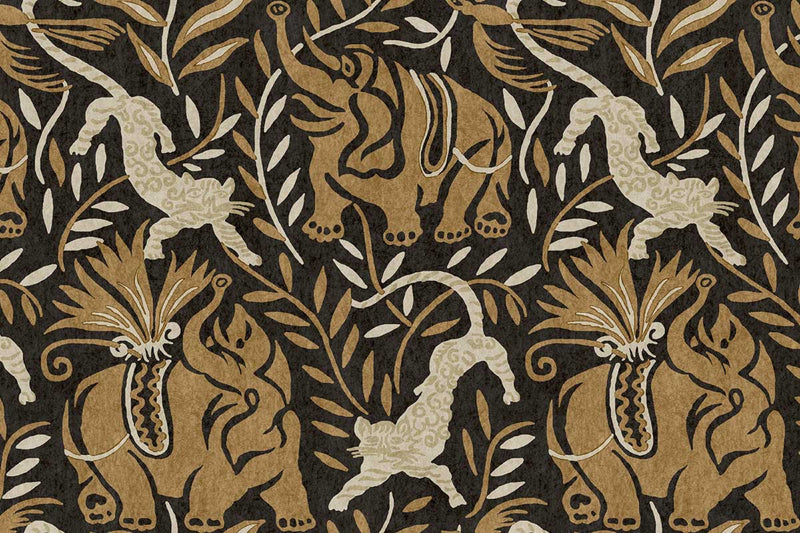 La Jungle Vinyl Mocha Wallpaper by Christopher Farr Cloth