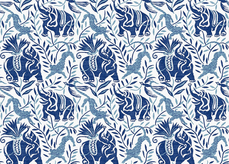 La Jungle Azzurro Fabric by Christopher Farr Cloth