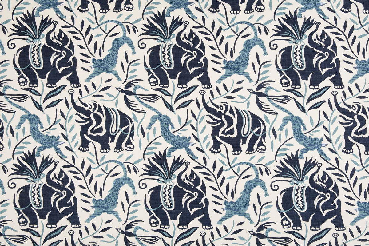 La Jungle Dark Indigo fabric by Christopher Farr Cloth