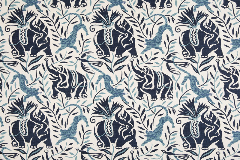 La Jungle Dark Indigo fabric by Christopher Farr Cloth