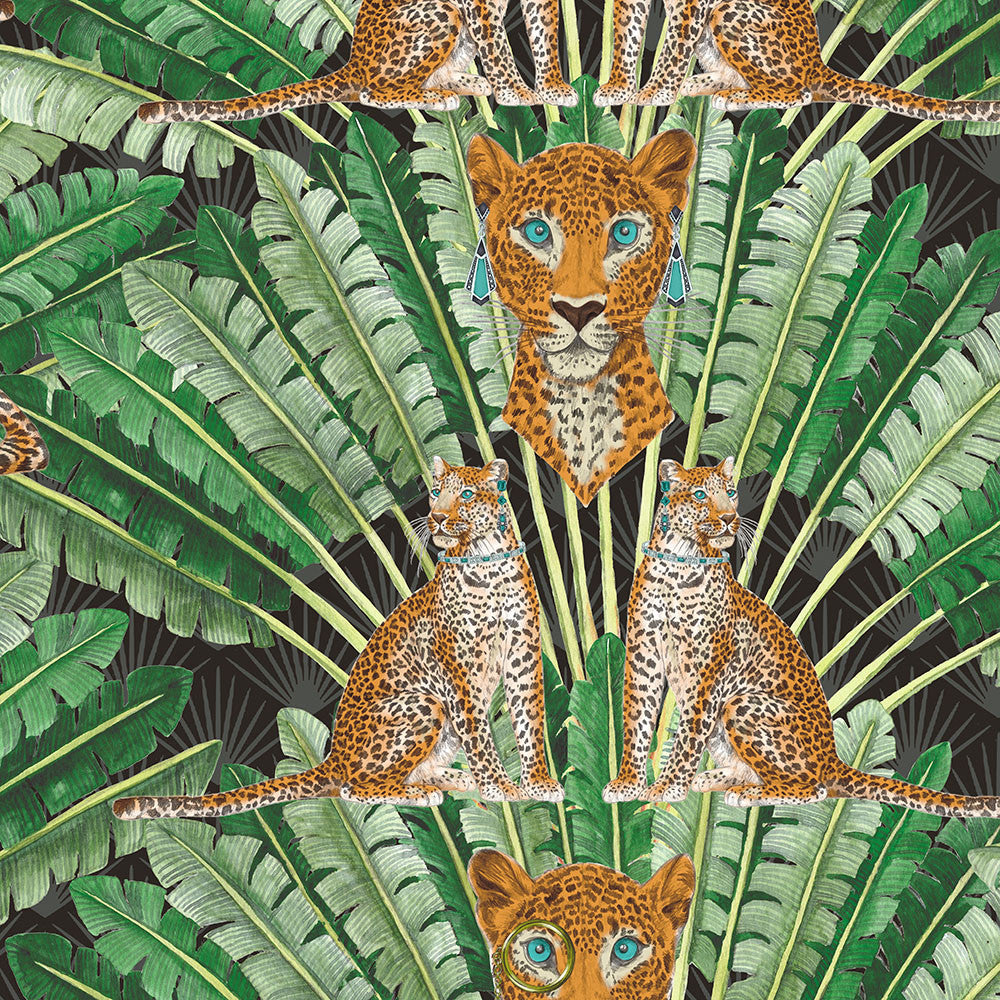 BMHD002/05A Leopard Heart Deco Dark Wallpaper by Brand McKenzie