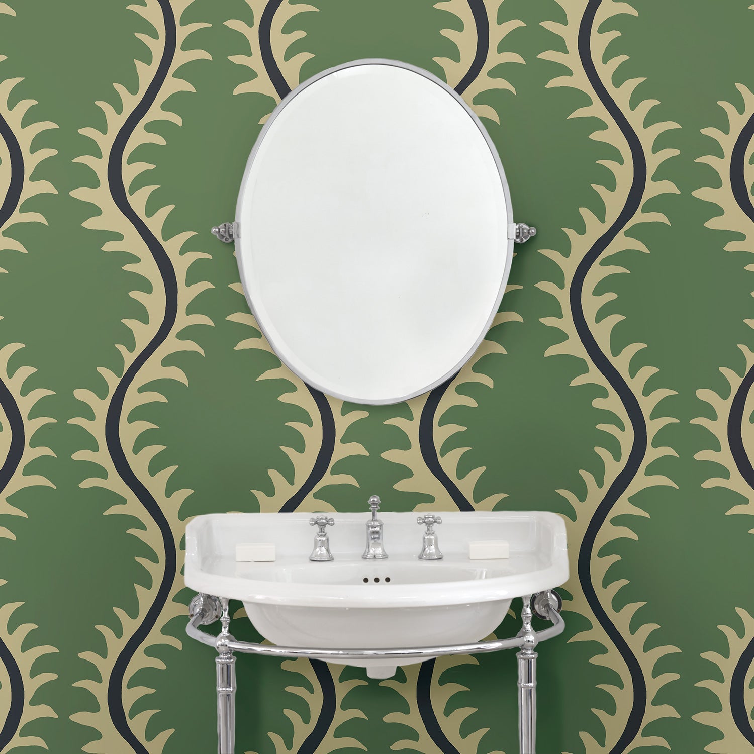 LW096/001 Helter Skelter Sage Wallpaper by Linwood