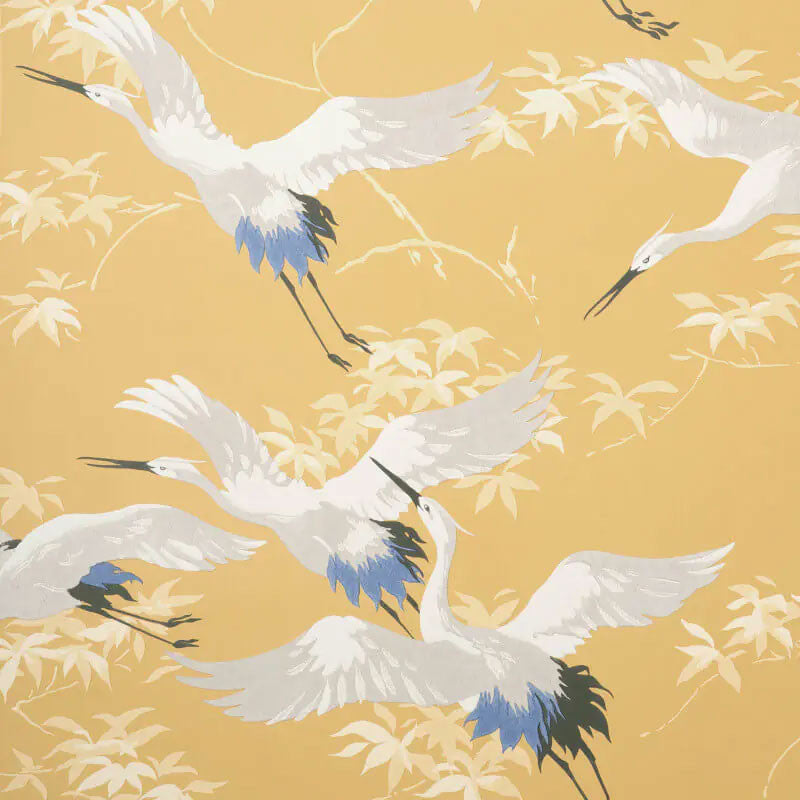 M1655 Cranes Mustard Wallpaper By Crown