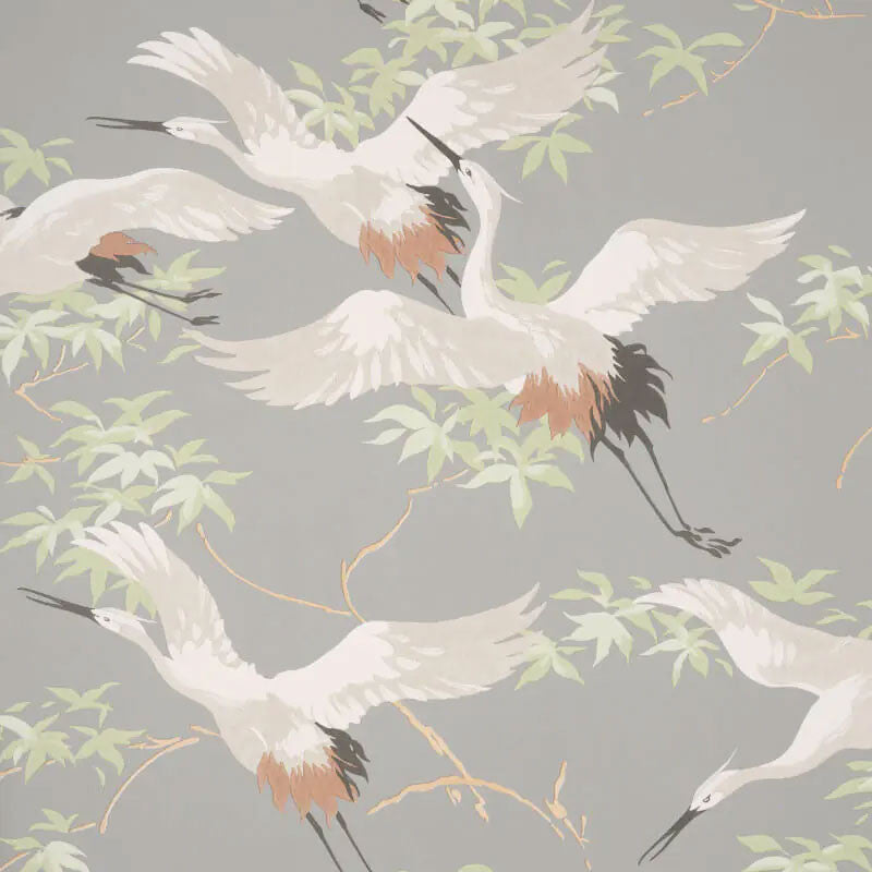 M1657 Cranes Grey Wallpaper By Crown