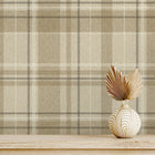 M1868 Harris Check Natural Wallpaper by Crown