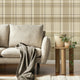 Harris Check Natural Wallpaper By Crown