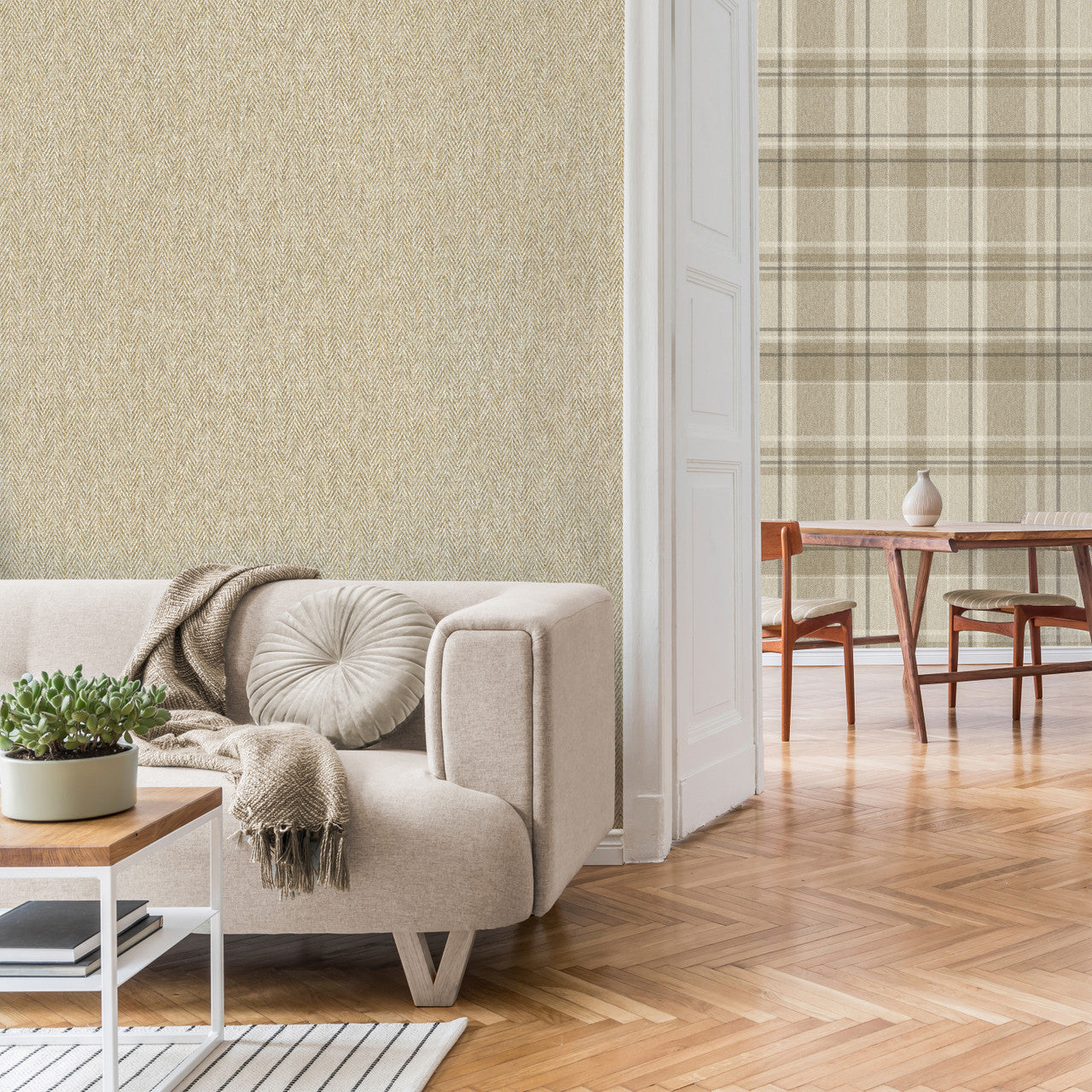 M1870 Harris Texture Natural Wallpaper by Crown