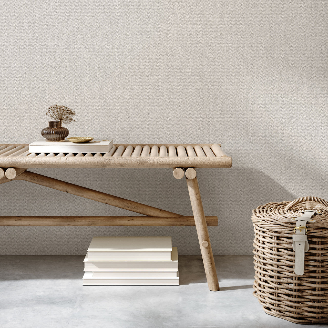 M1873 Harris Texture Soft Grey Wallpaper by Crown