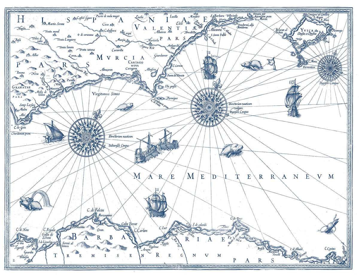 M2506-2 Carte Marin Blue Méditerranéen Mural by Tres Tintas (350x270cm)