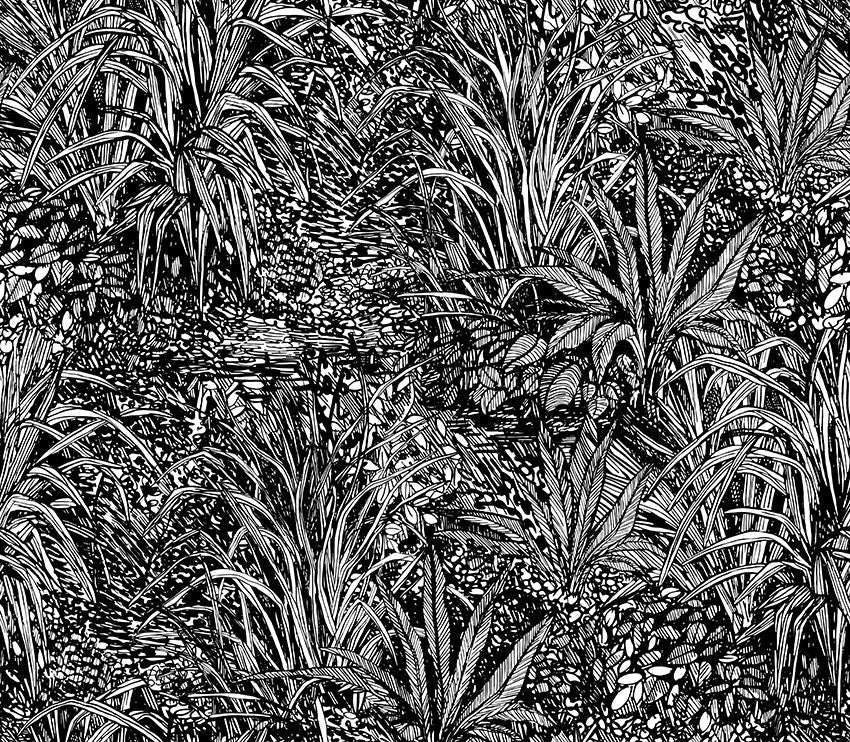 M3232-2 Xungla Black Lemon Mural by Tres Tintas