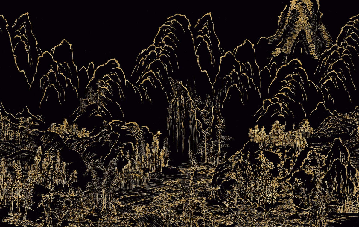 M3512-1 Zen Black Gaia Mural by Tres Tintas
