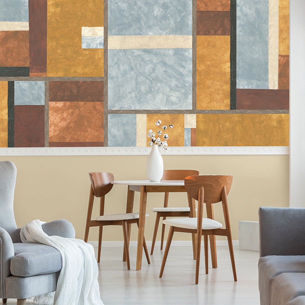 M3702-1 Xubec Yellow, Ochre Llar Mural by Tres Tintas
