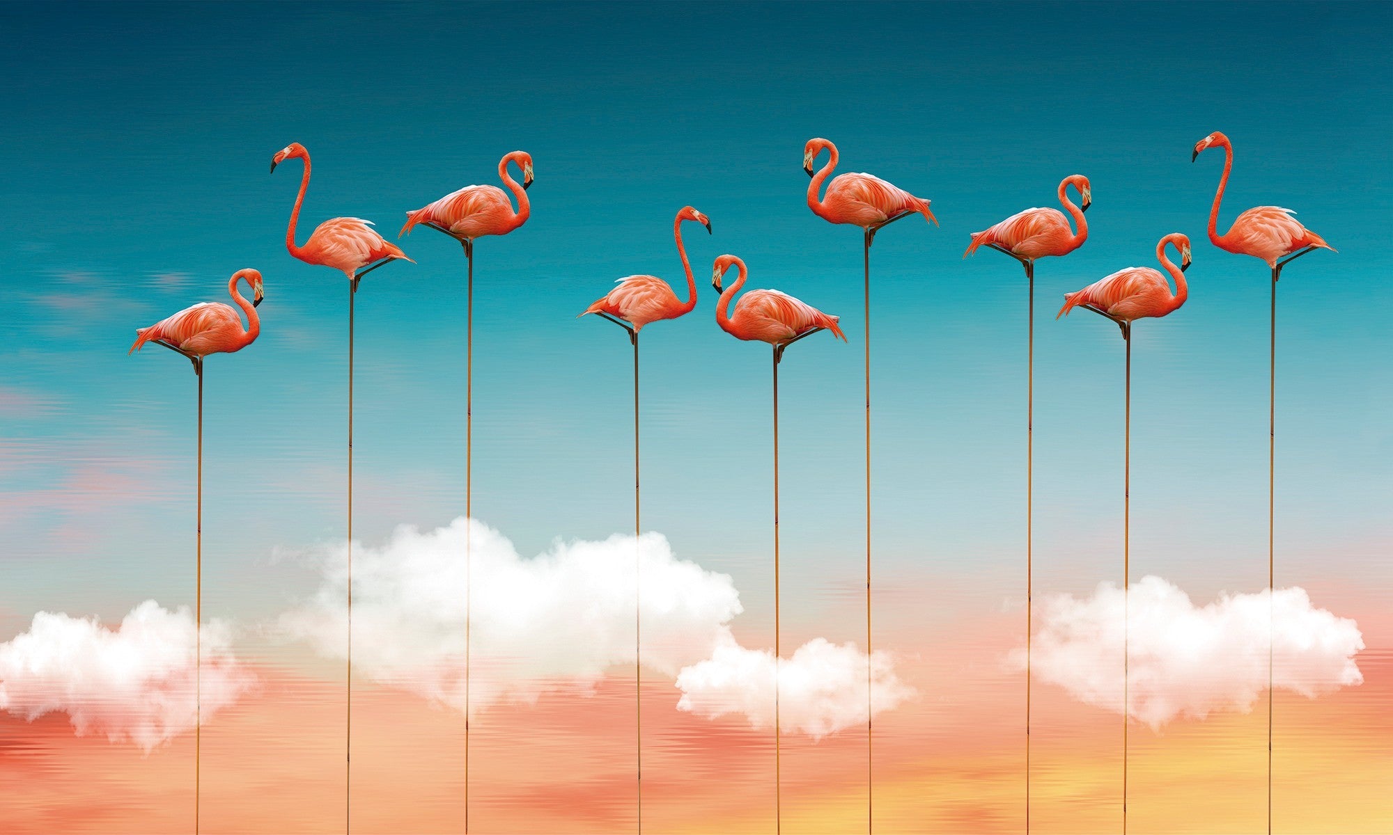 M3911-1 Flamingos Pink Dankie Mural by Tres Tintas