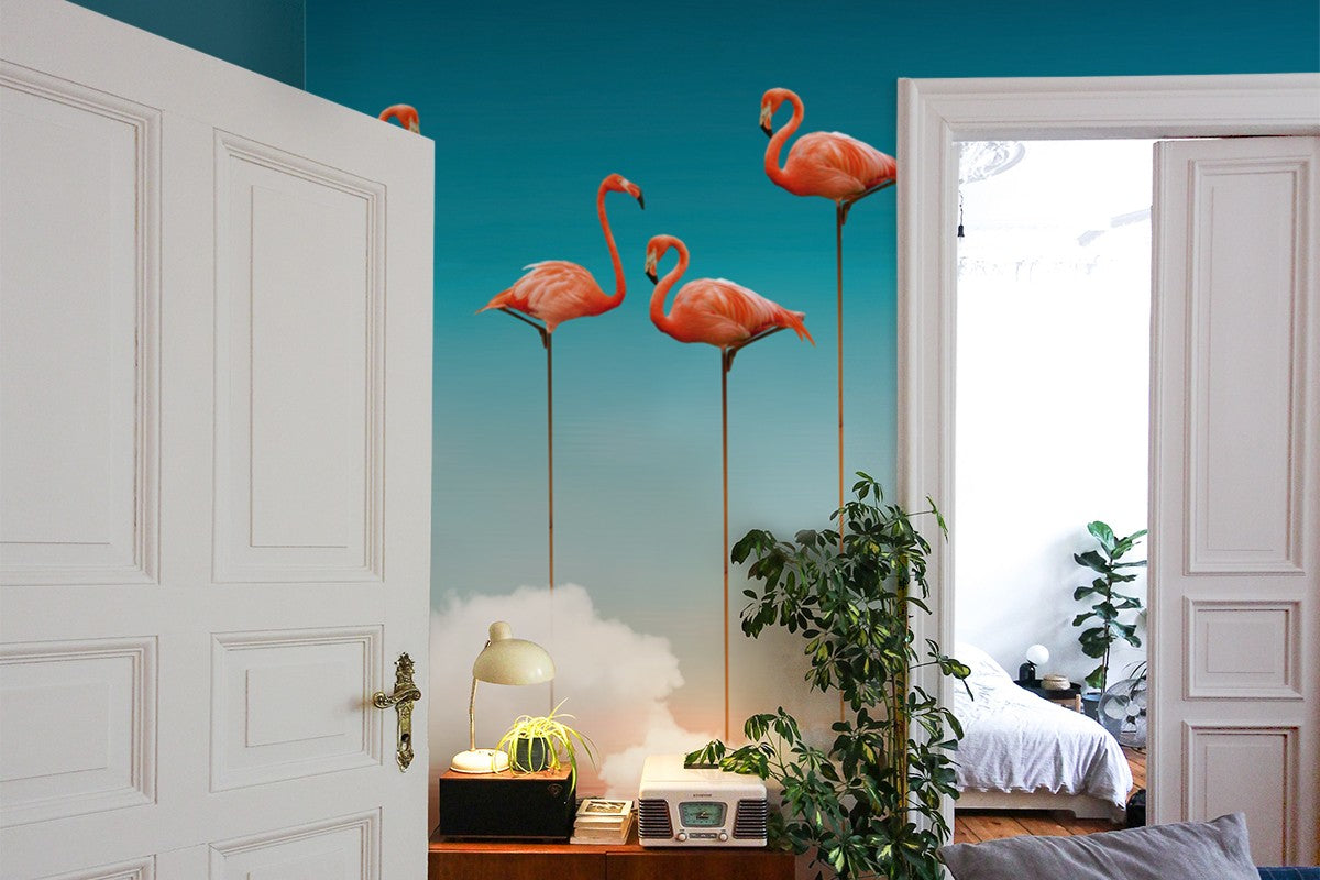 M3911-1 Flamingos Pink Dankie Mural by Tres Tintas