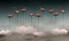 M3911-2 Flamingos Gray Dankie Mural by Tres Tintas