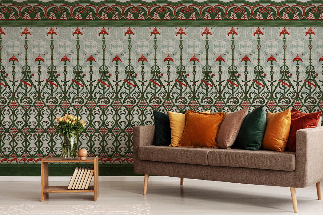 M4204-1 Gracia Green Barcino Mural by Tres Tintas