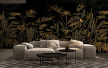 M4301-1 Frondes Negro Tafetán Mural by Tres Tintas