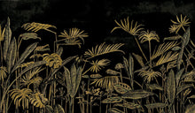 M4301-1 Frondes Negro Tafetán Mural by Tres Tintas
