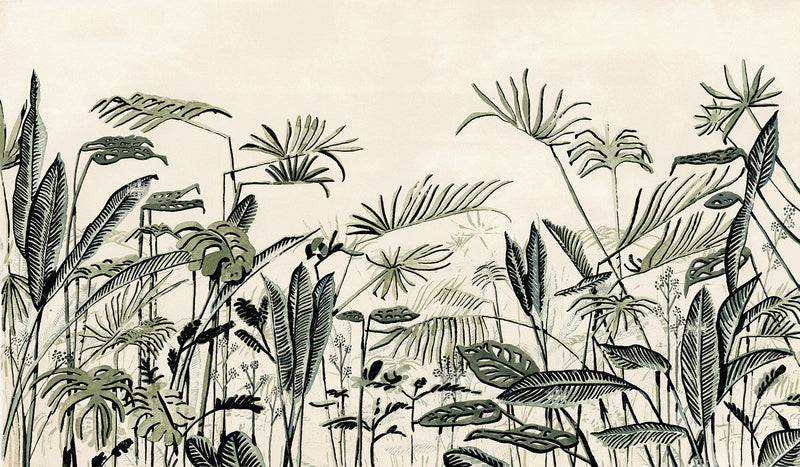 M4301-2 Frondes Beige Tafetán Mural by Tres tintas