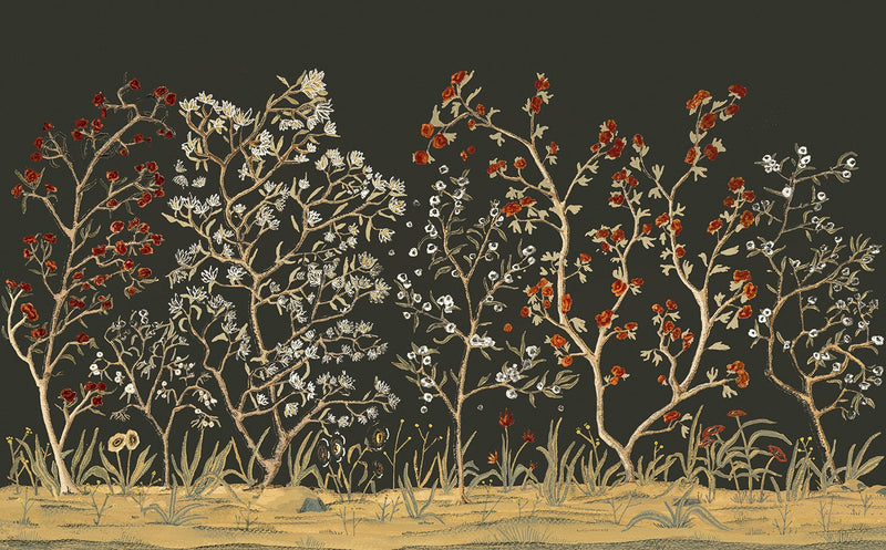M4305-1 Floresta Negro Tafetán Mural by Tres tintas