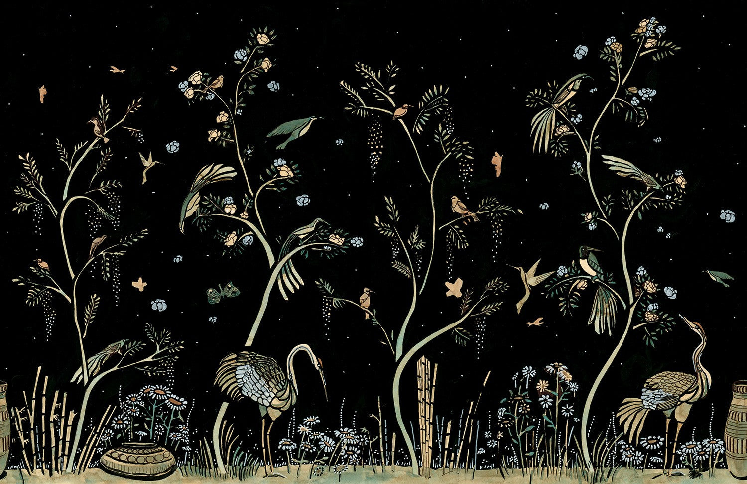 M4310-1 Nox Negro Tafetán Mural by Tres tintas