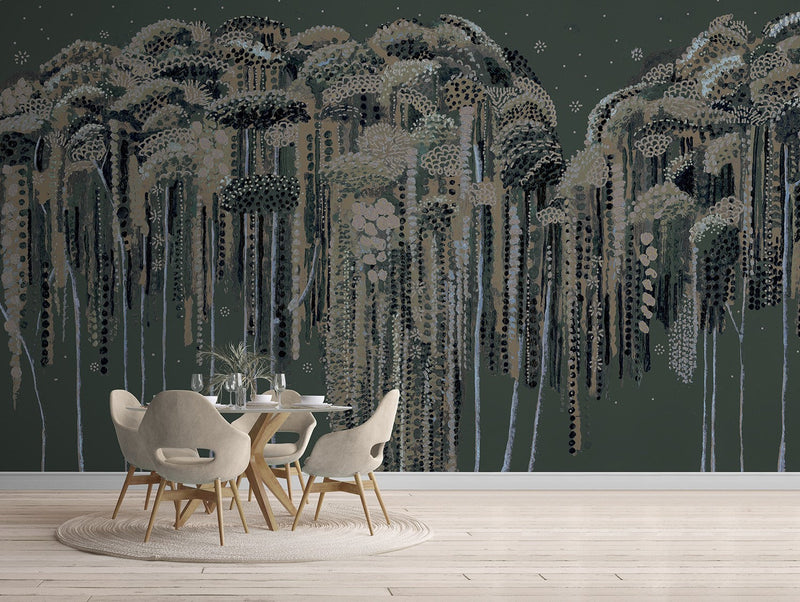M4313-1 Medusa Verde Tafetán Mural by Tres tintas