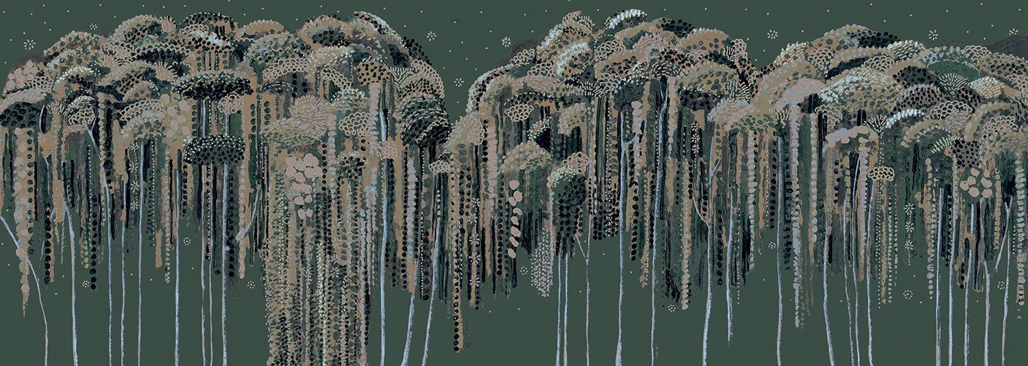 M4313-1 Medusa Verde Tafetán Mural by Tres tintas