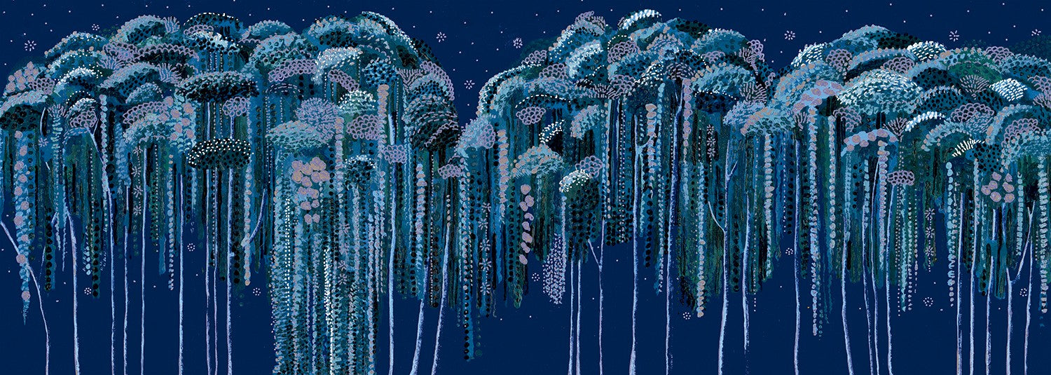 M4313-2 Medusa Azul Tafetán Mural by Tres tintas
