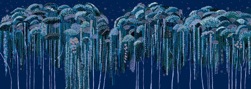 M4313-2 Medusa Azul Tafetán Mural by Tres tintas