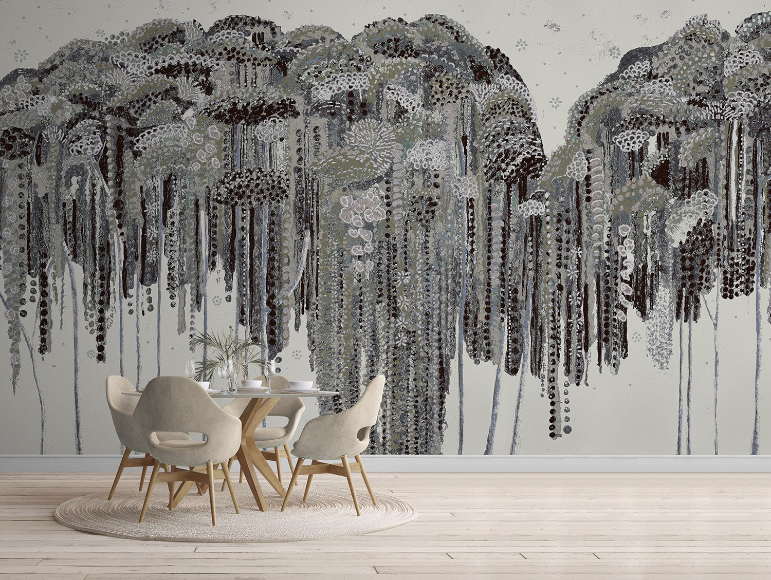 M4313-3 Medusa Beige Tafetán Mural by Tres tintas