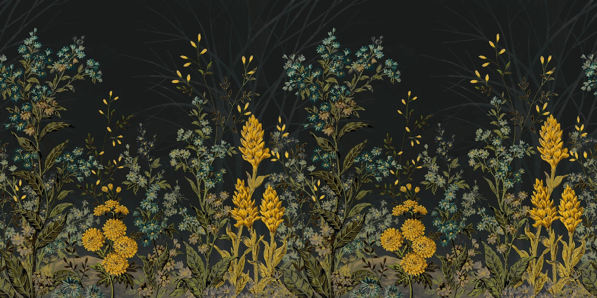 M4501-2 Folía Negro Bucólica Mural by Tres Tintas