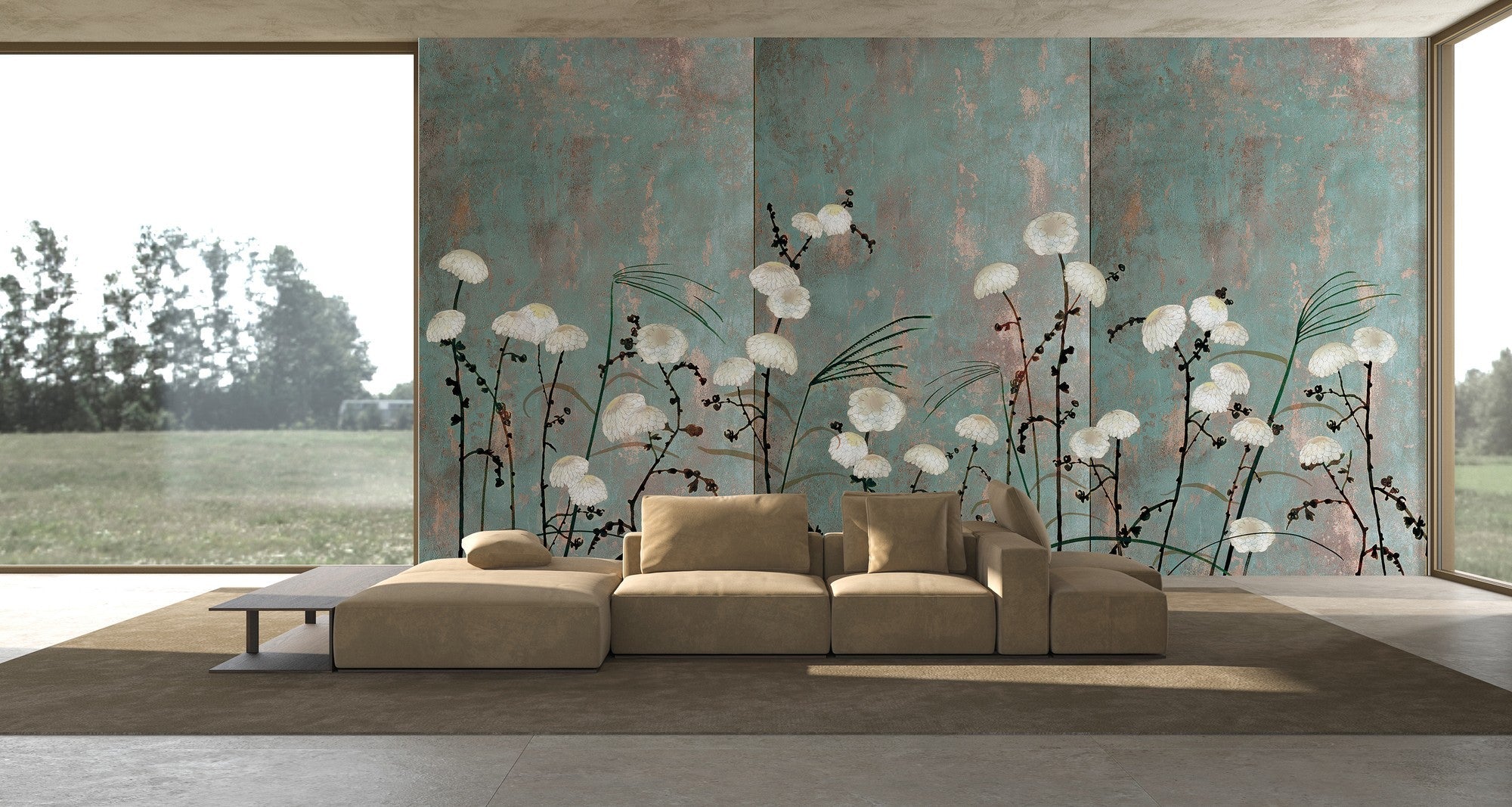 M4502-3 Kintsugi Turquesa Bucólica Mural by Tres Tintas