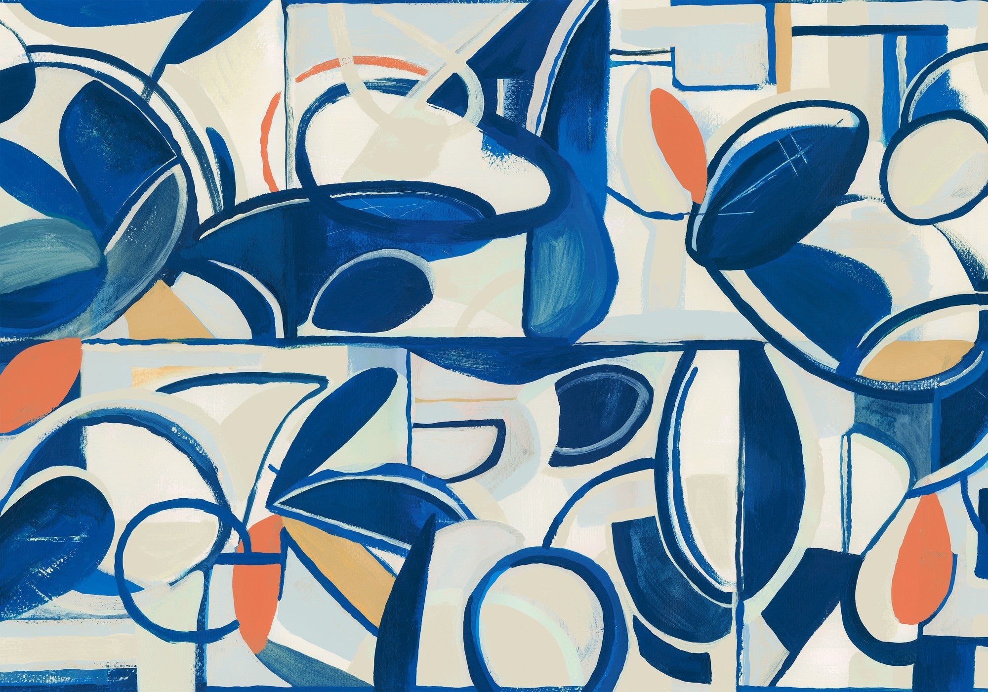 M4905-1 Giant Abstract Blue L'Enfant Terrible Mural by Tres Tintas